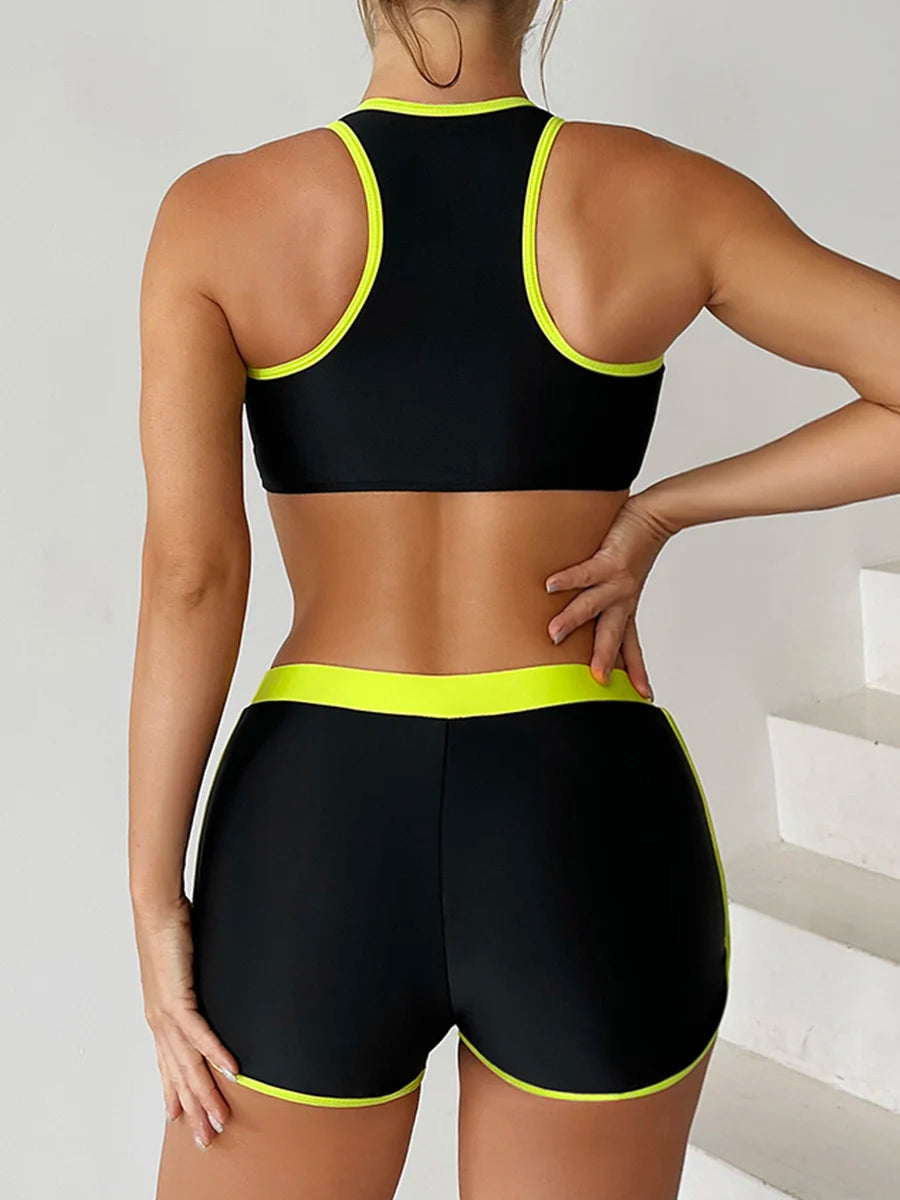 Zip-Front Sporty Bikini Set
