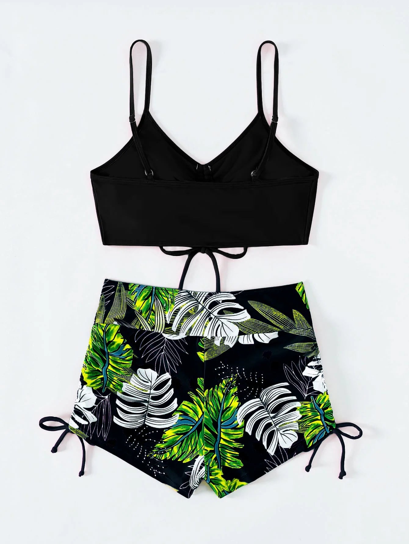 Drawstring High-Waist Bikini Set