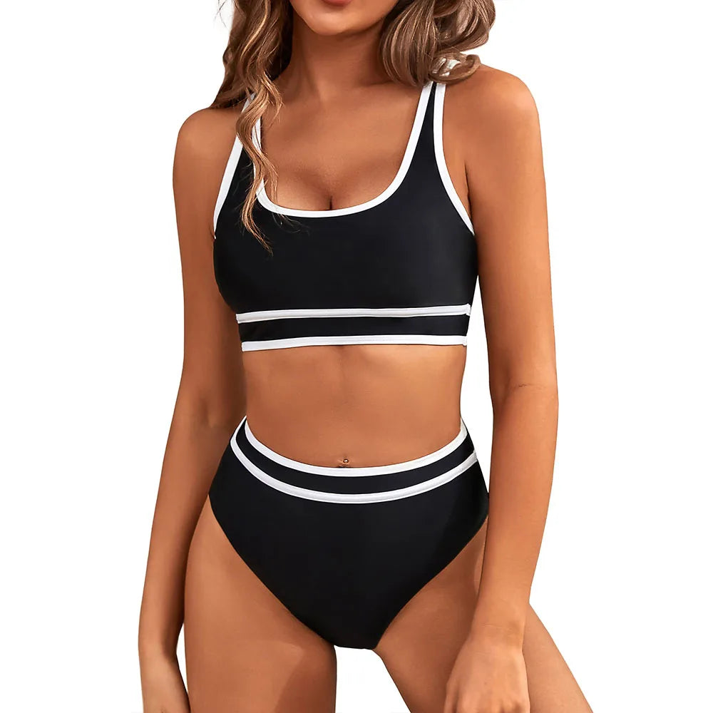 Sporty Color-Block Bikini Set