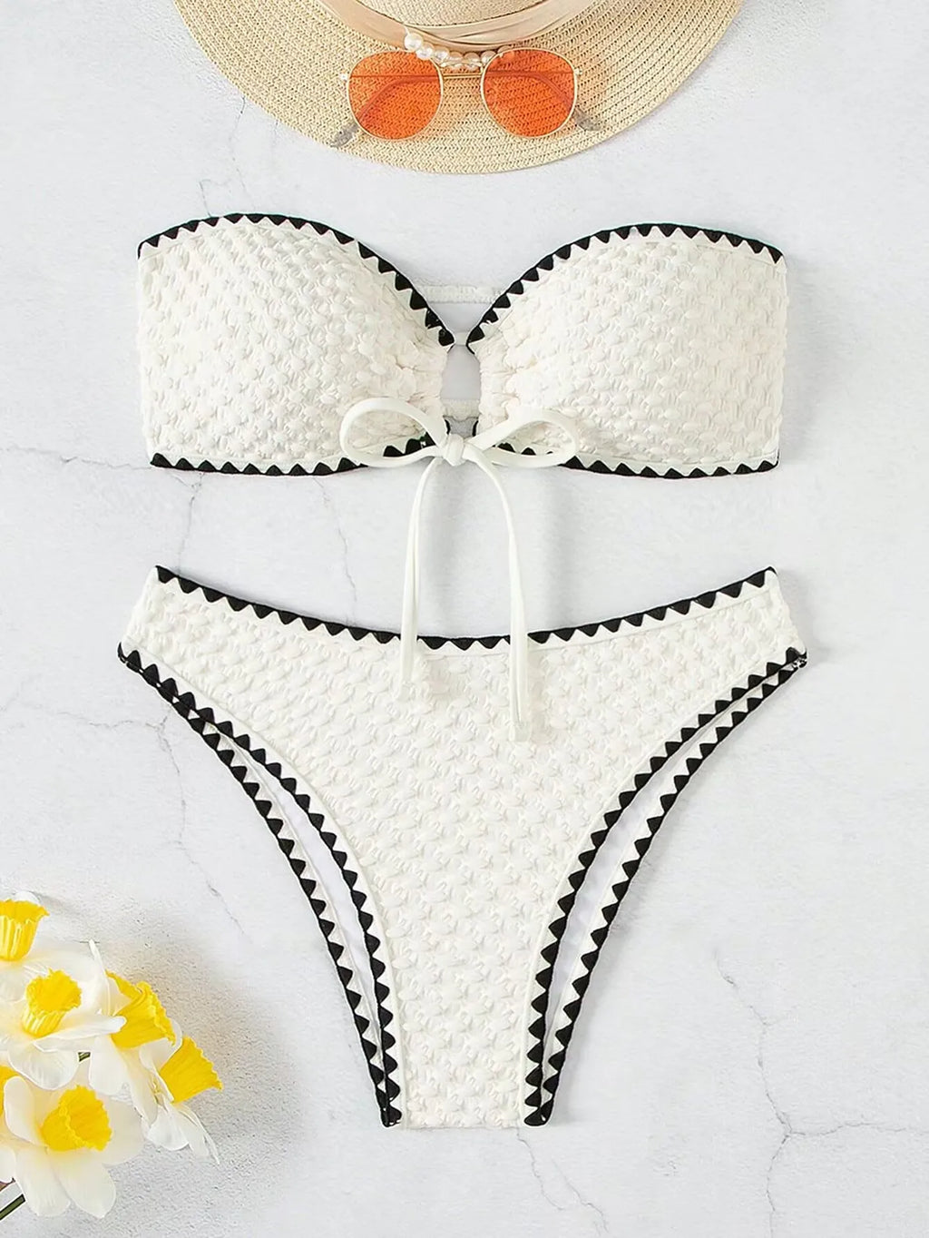 White Strapless Bikini Set