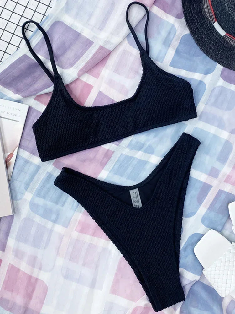 Crinkle Triangle Bikini Set