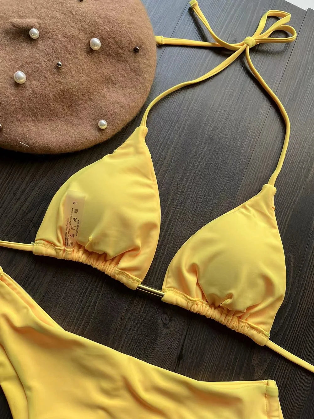 Halter Chain Triangle Bikini Set