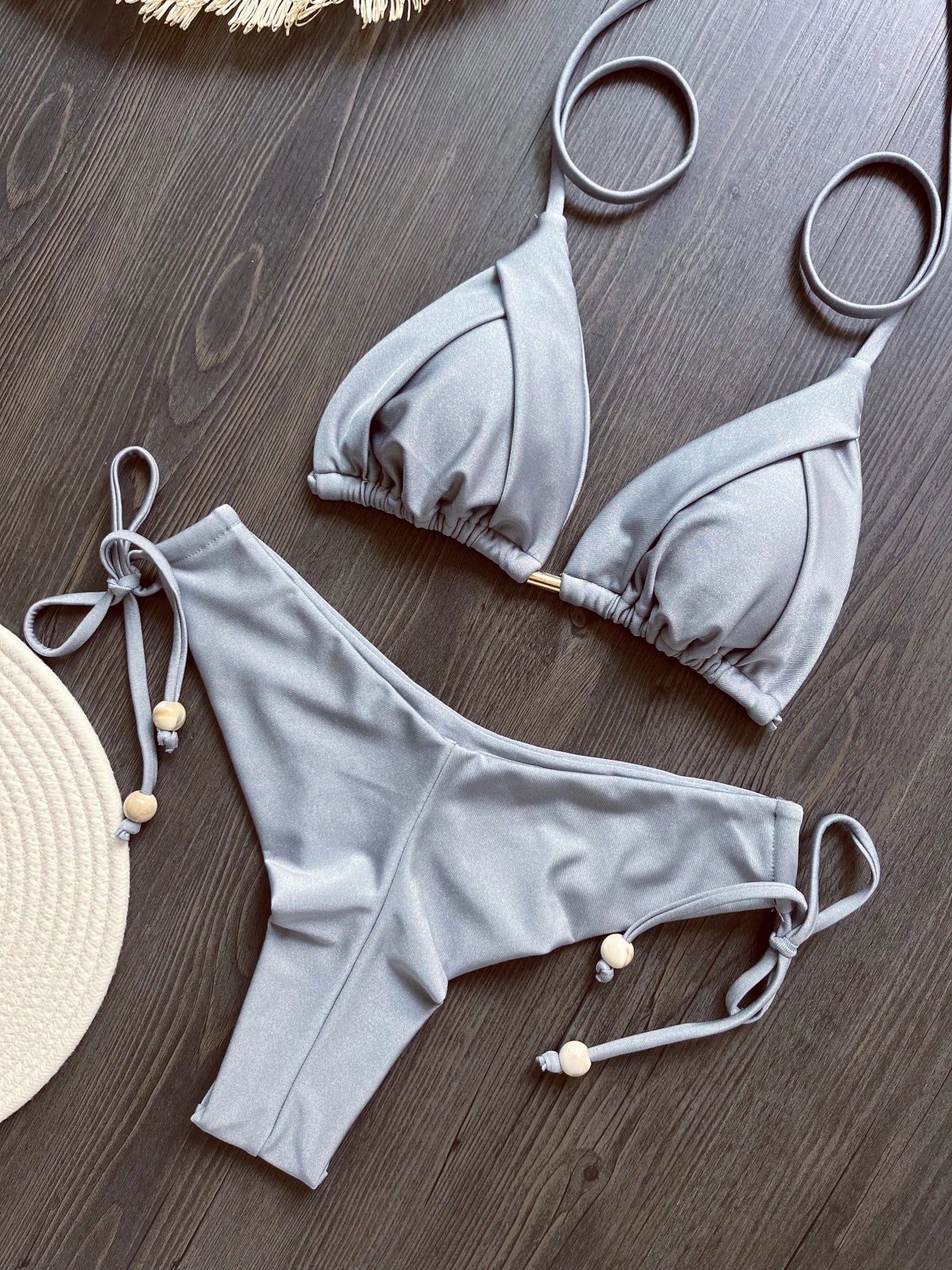 Halter Chain Triangle Bikini Set