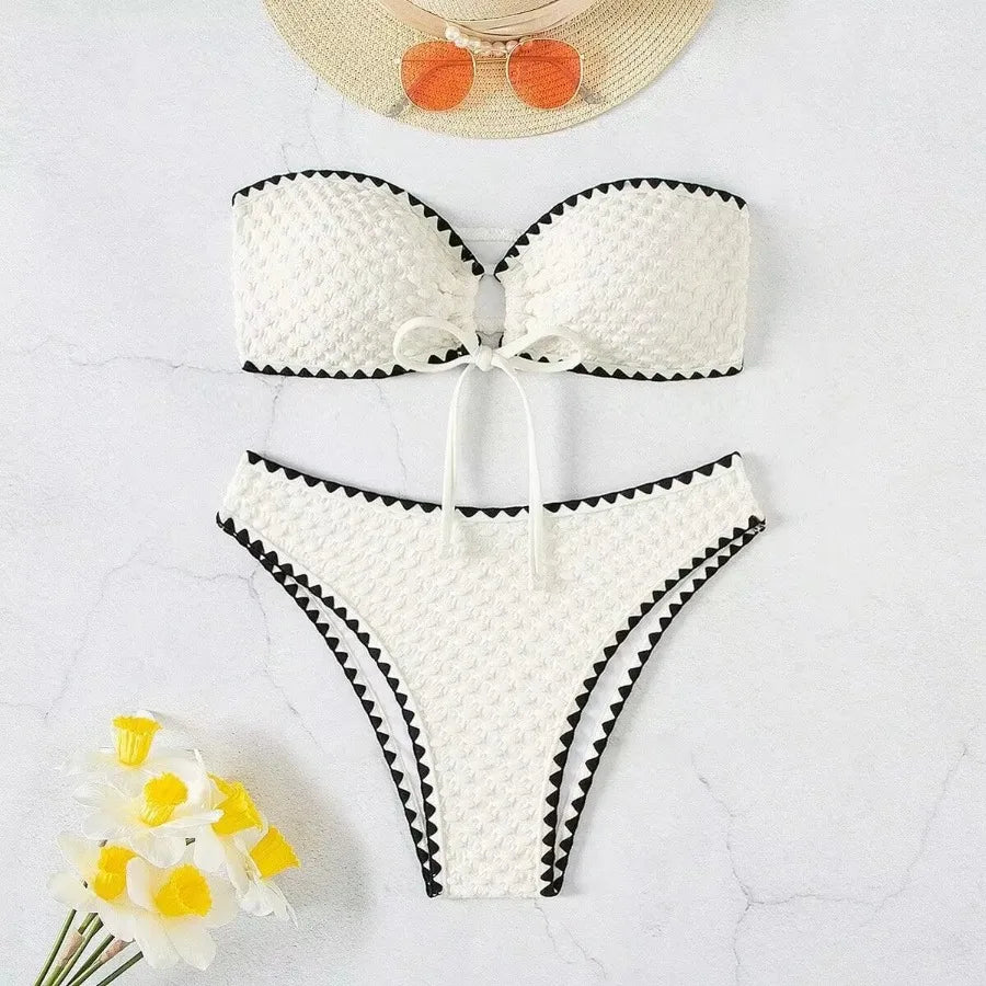 White Strapless Bikini Set