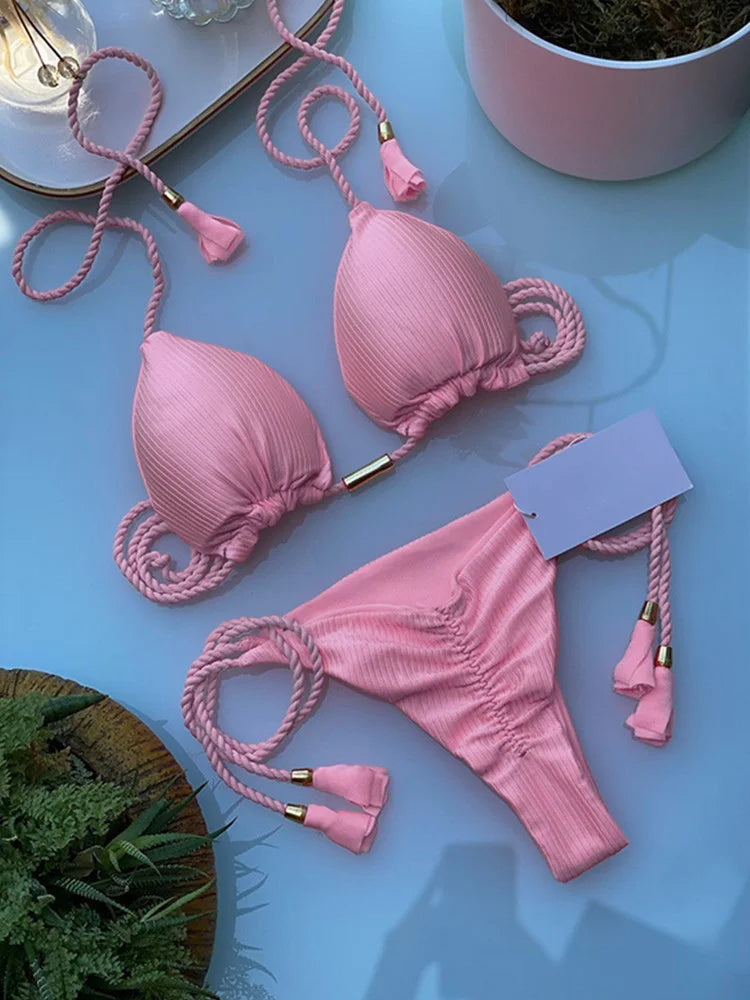 Backless Rope Triangle Bikini