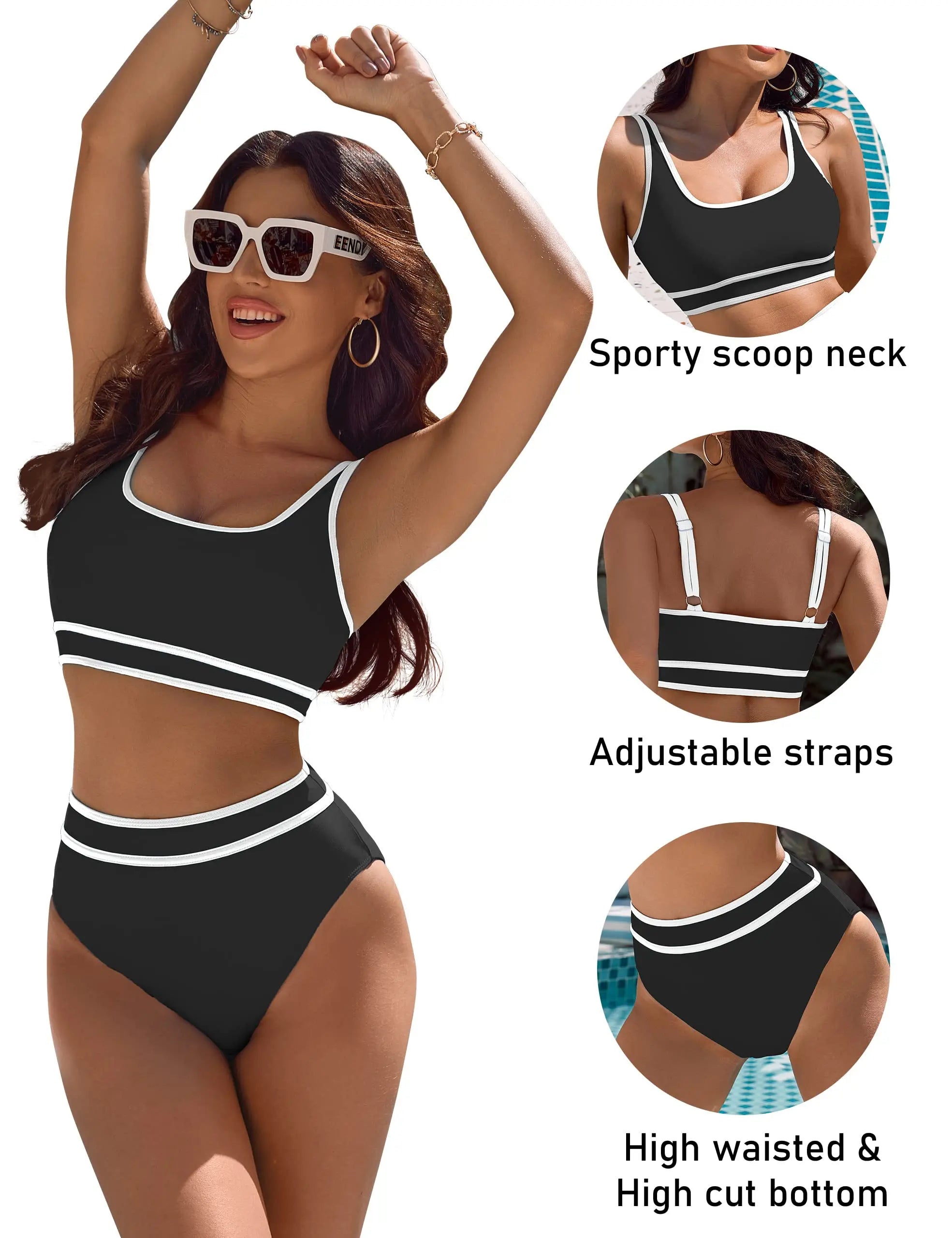 Sporty Color-Block Bikini Set