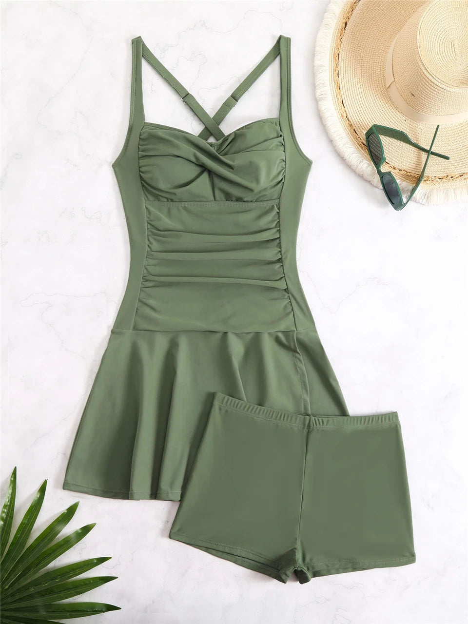 Ruched Tankini Swim Set