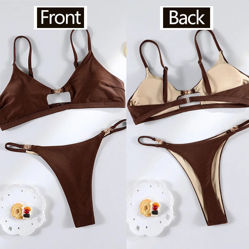 Leopard Bandage Triangle Bikini Set
