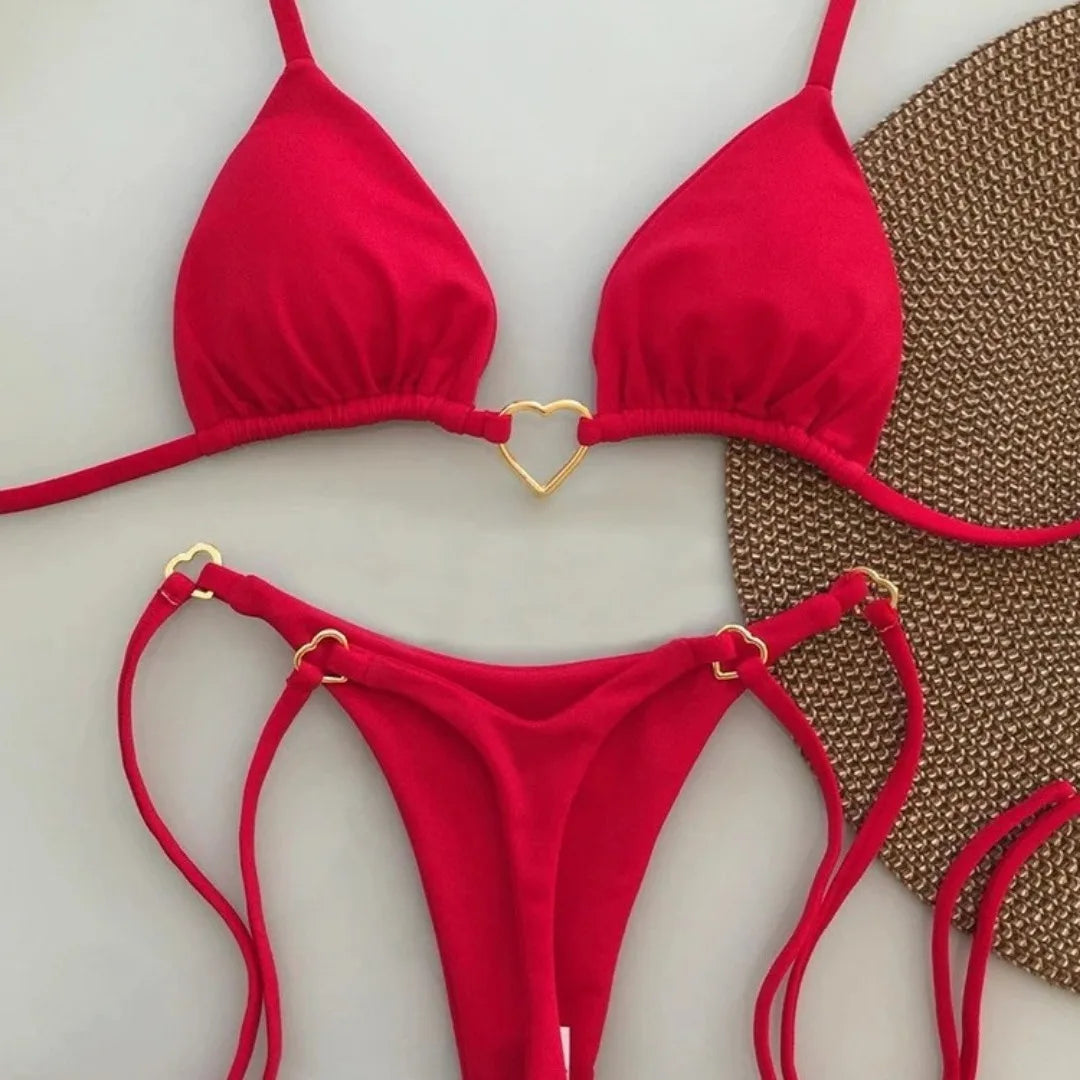 White Lace-Up Bikini Set