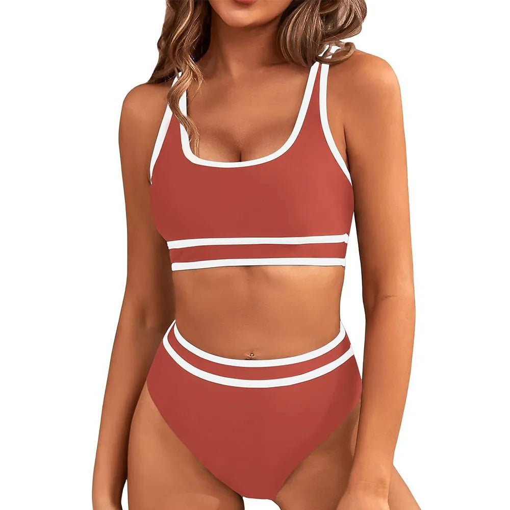 Sporty Color-Block Bikini Set