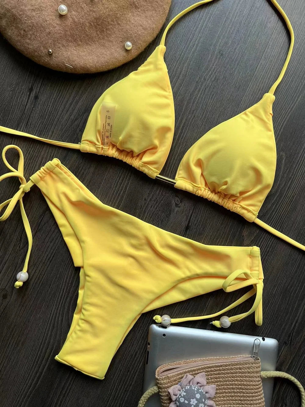 Halter Chain Triangle Bikini Set