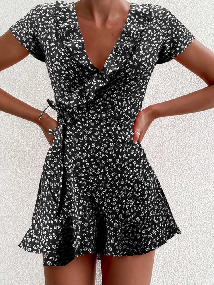 Floral Ruffle A-Line Mini Dress