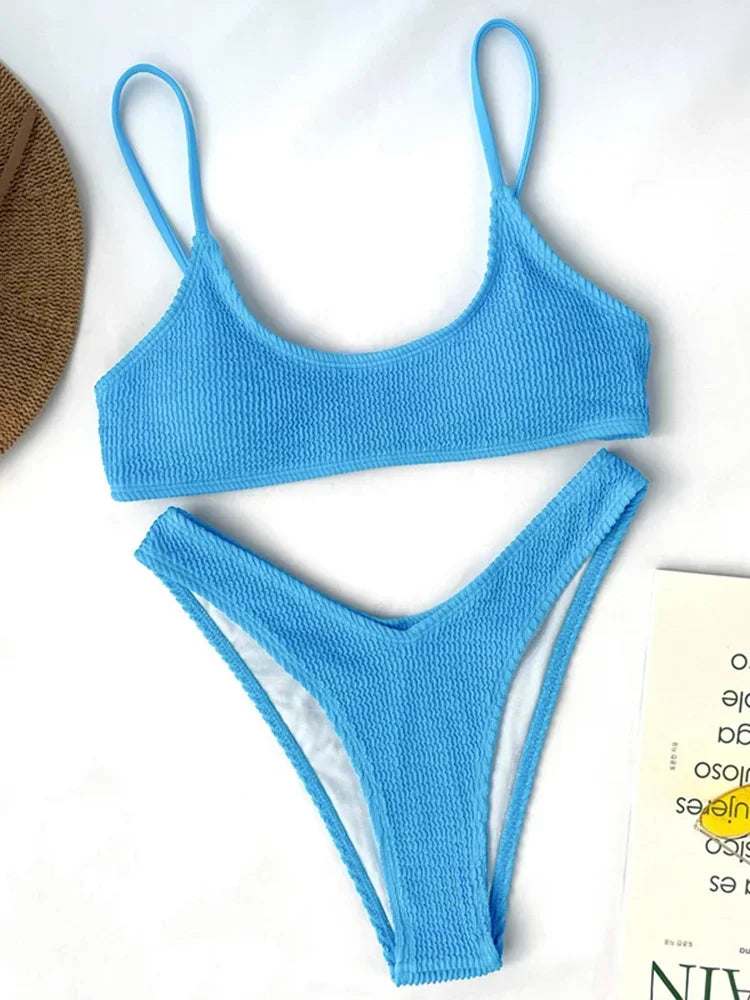 Crinkle Triangle Bikini Set