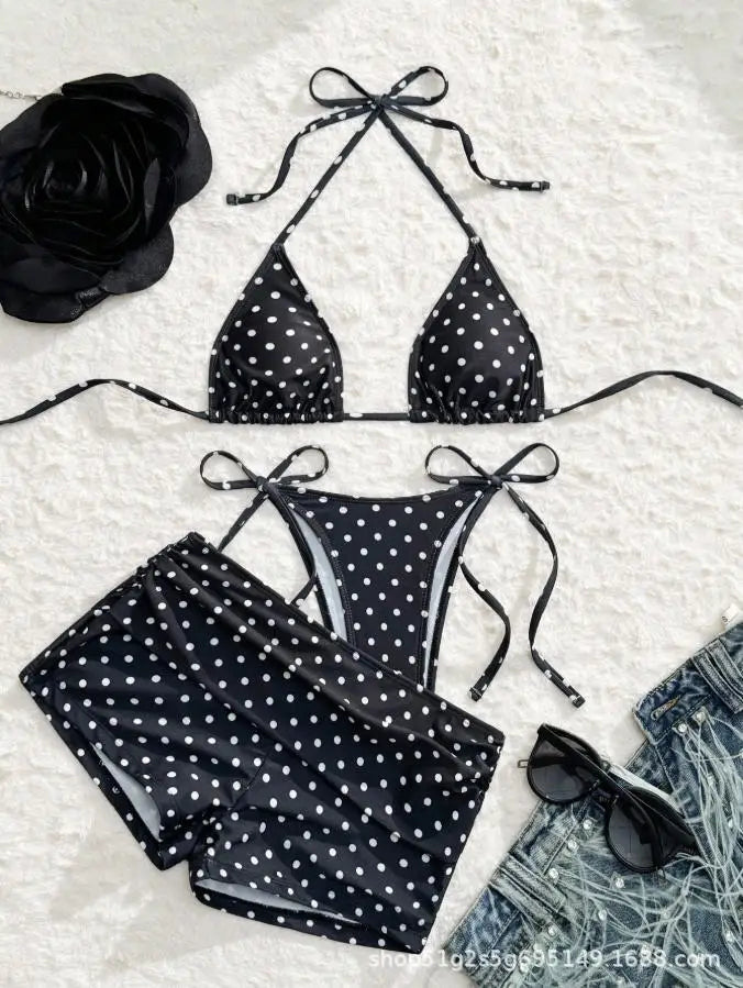 Dot Print 3-Piece Bikini Set