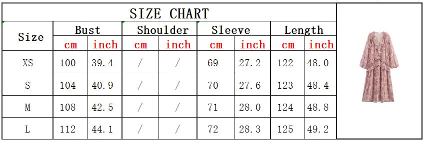 Vintage Print Chiffon Ruffle Midi Dress