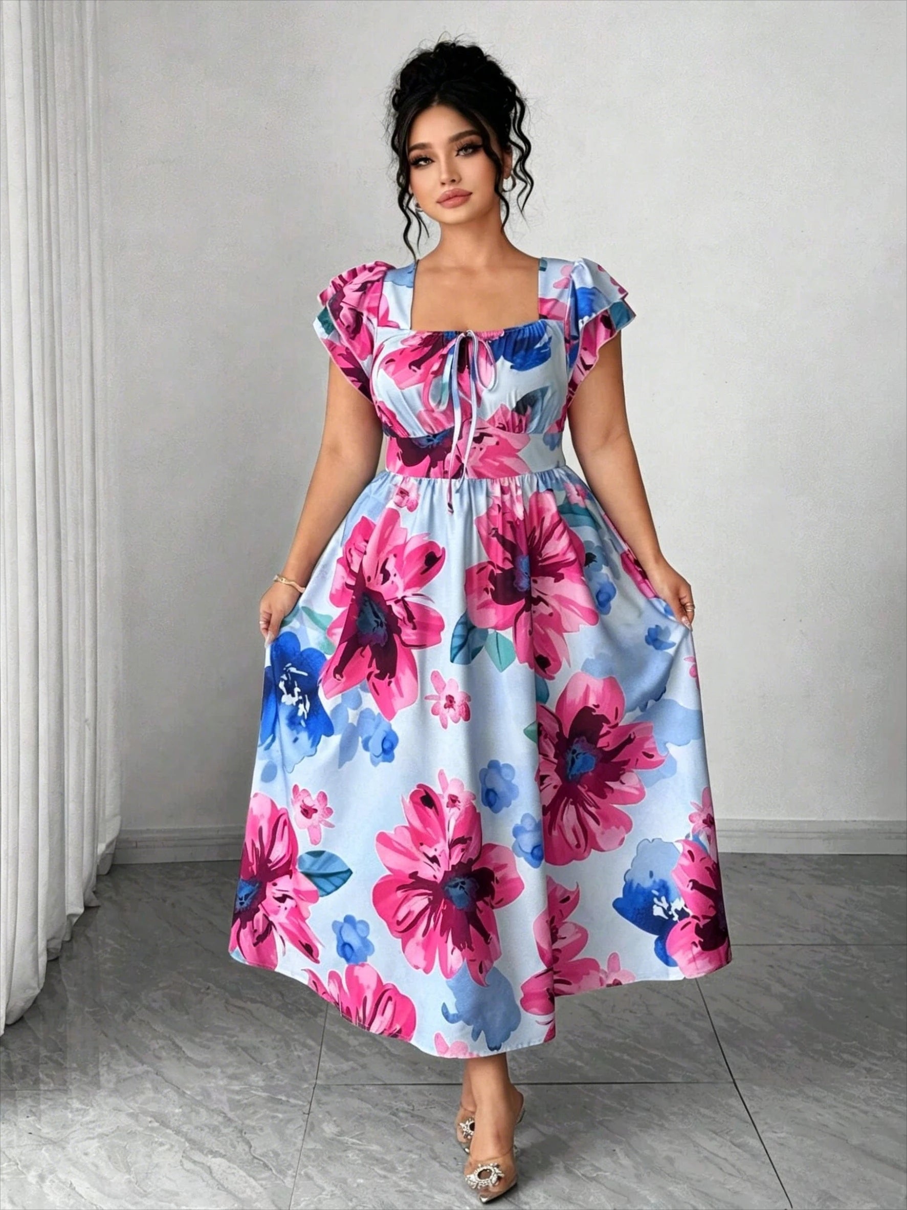 Plus Size Floral A-Line Dress