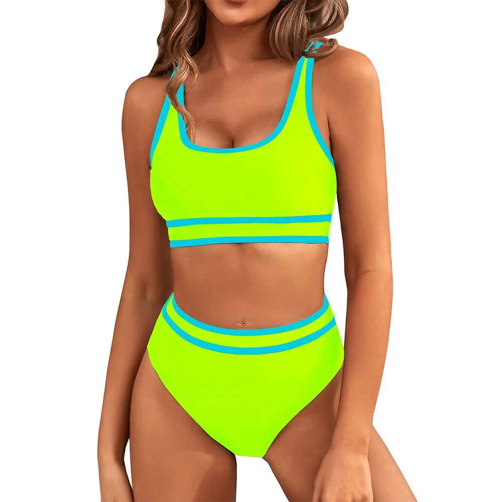Sporty Color-Block Bikini Set