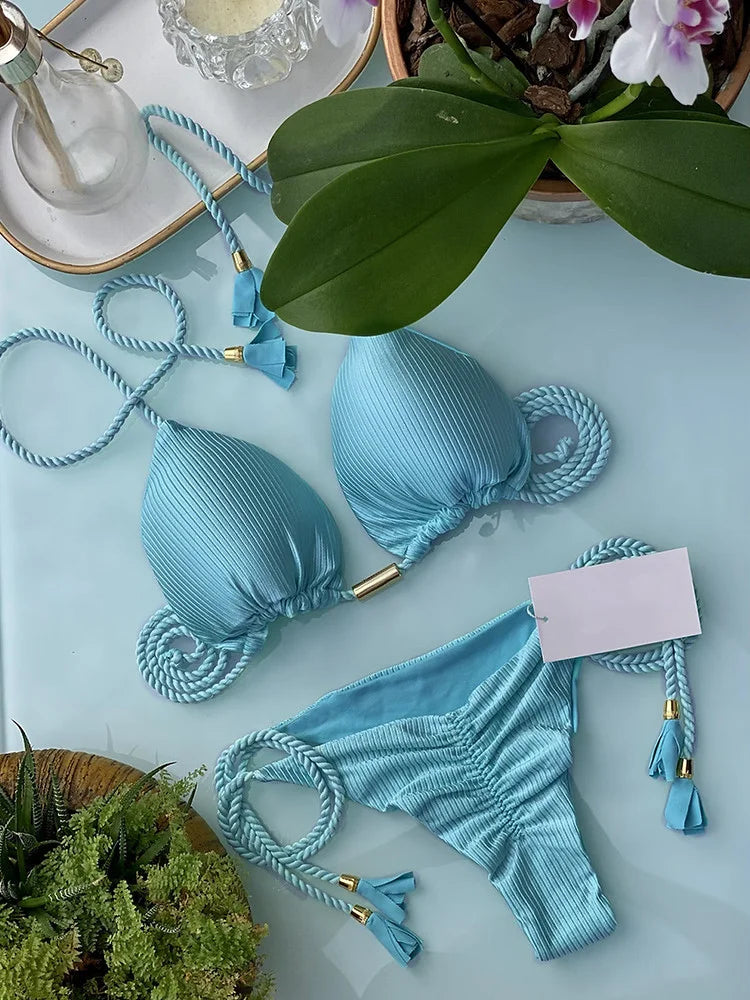 Backless Rope Triangle Bikini