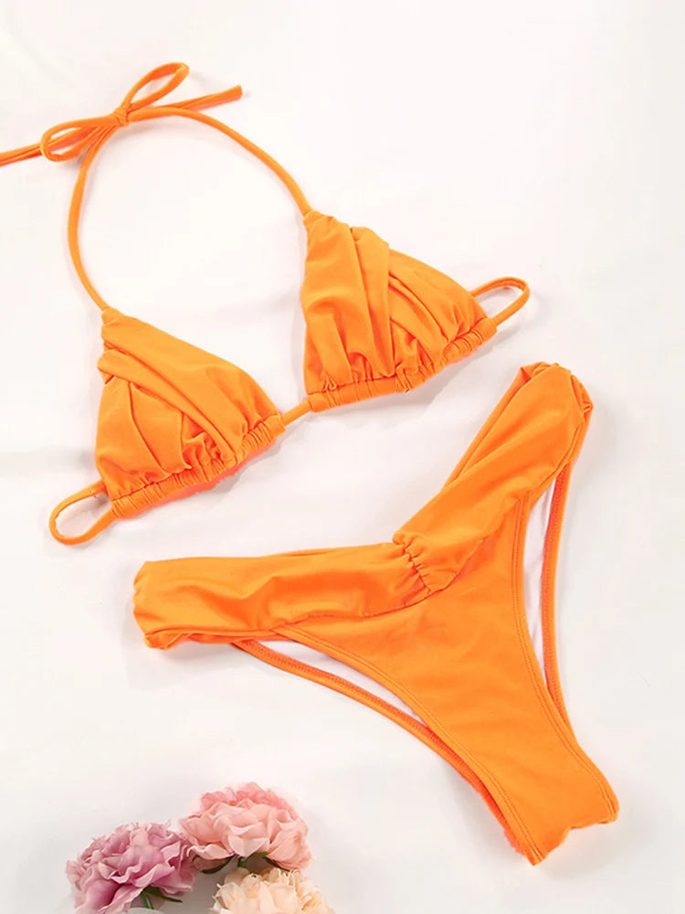 Ruffle Leopard Patchwork Bikini Set