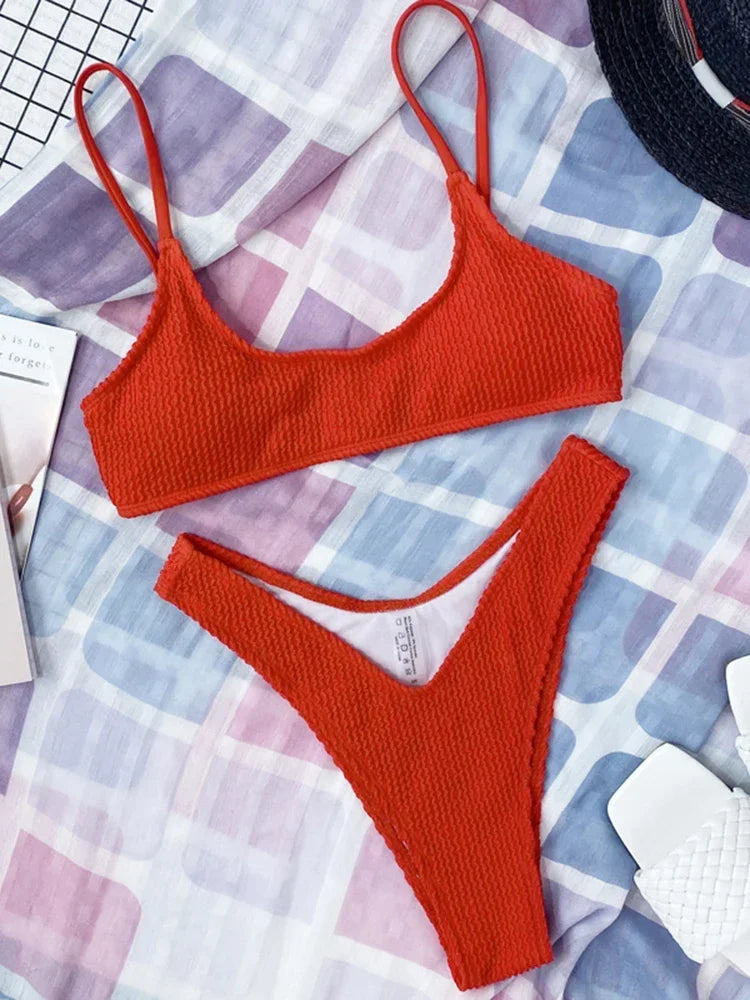 Crinkle Triangle Bikini Set
