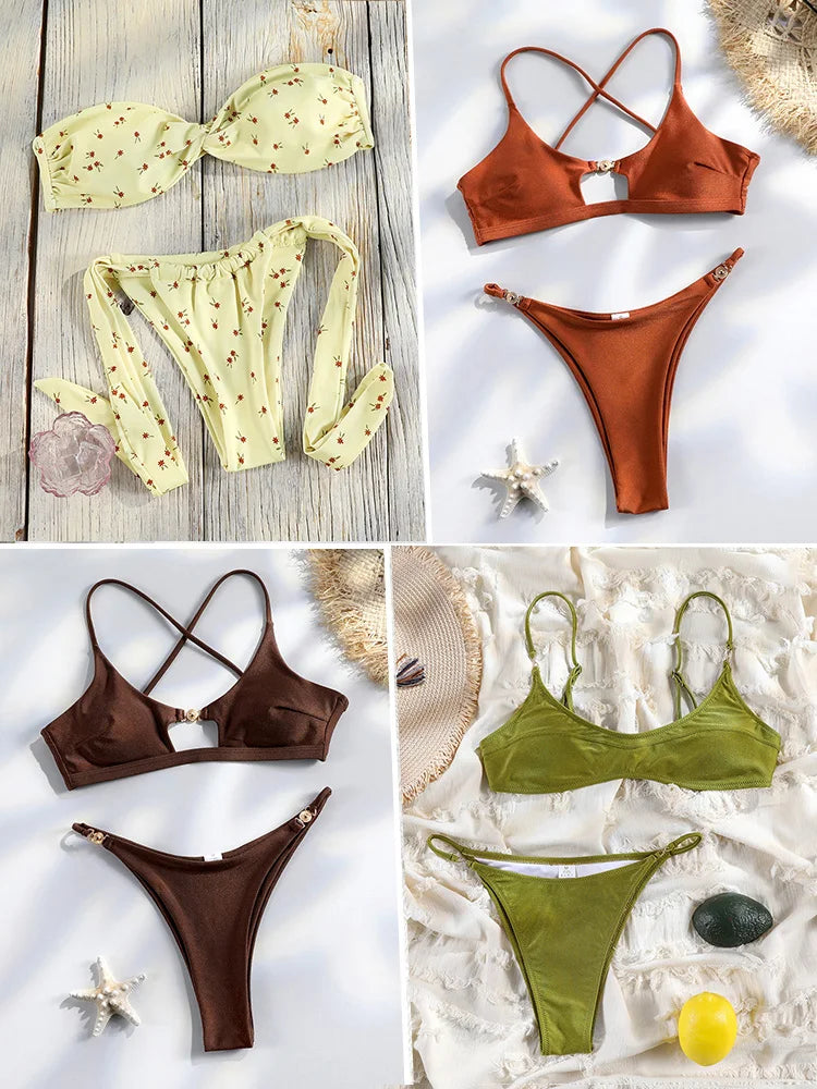 Off-Shoulder Bandeau Bikini Set