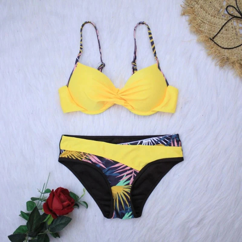 Leaf Print Push-Up Bikini
