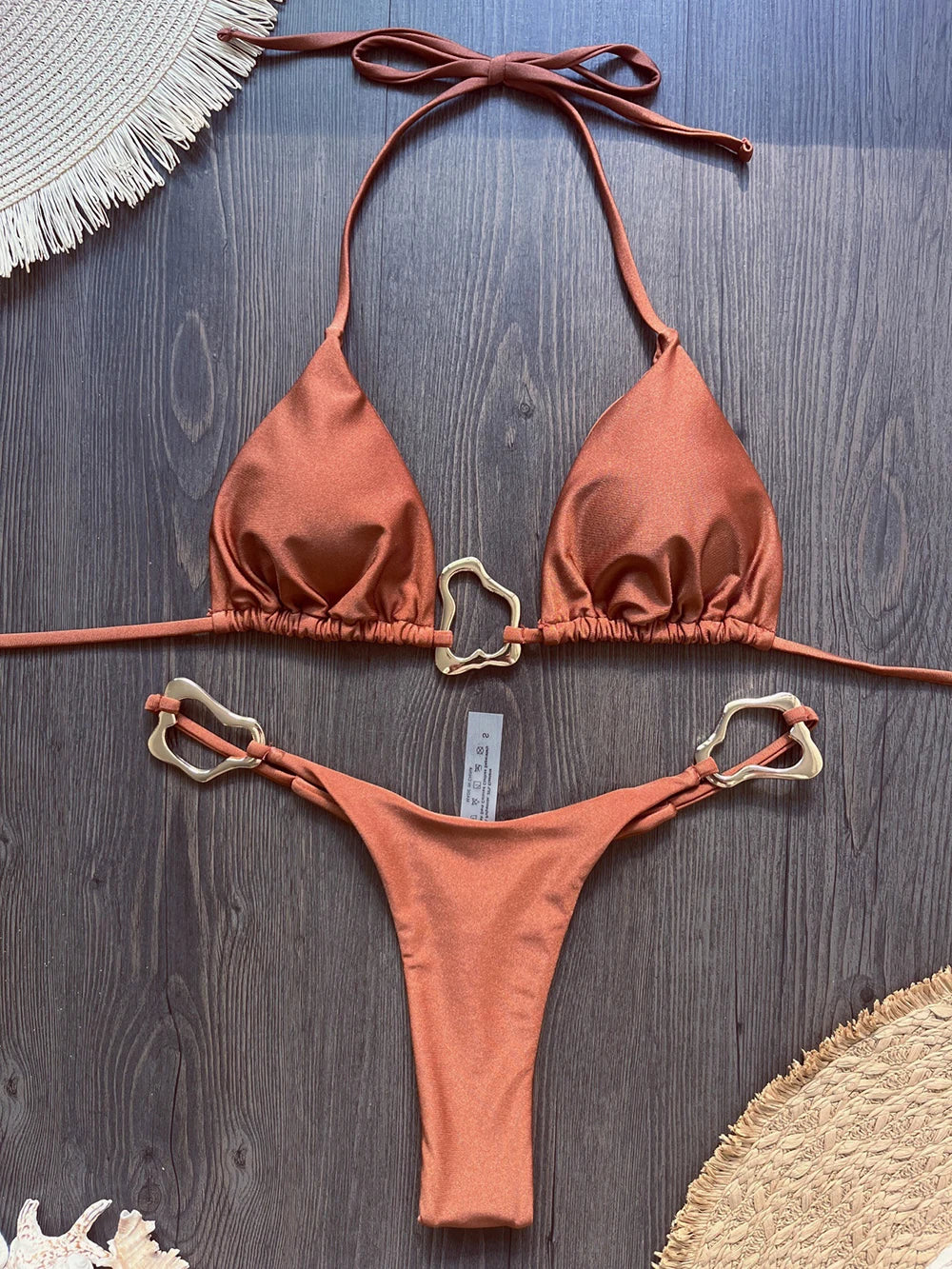 Lace-Up Halter Bikini Set