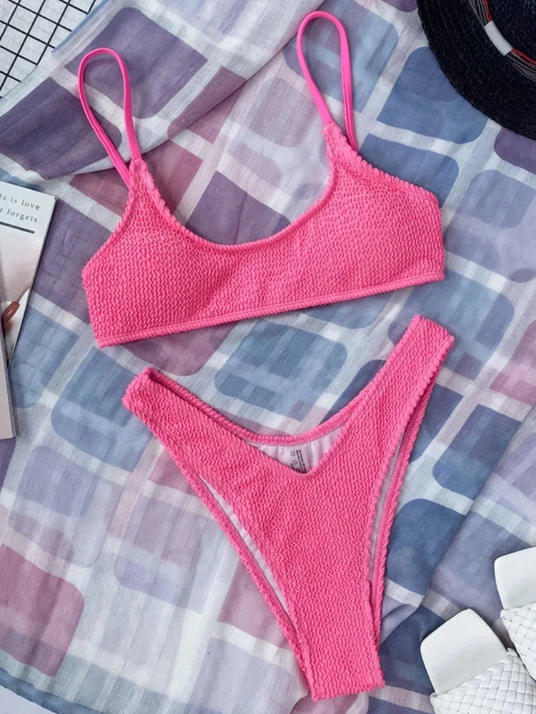 Crinkle Triangle Bikini Set