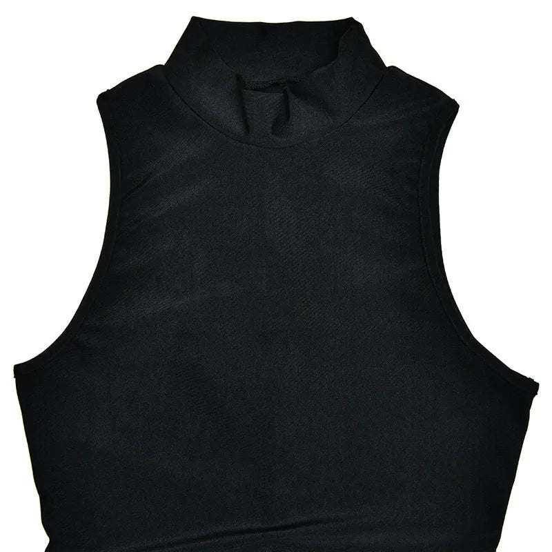 Ruched Turtleneck Sleeveless Mini Dress