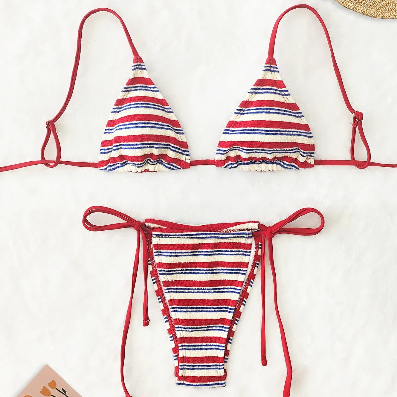 Stripe Push-Up Bikini Set