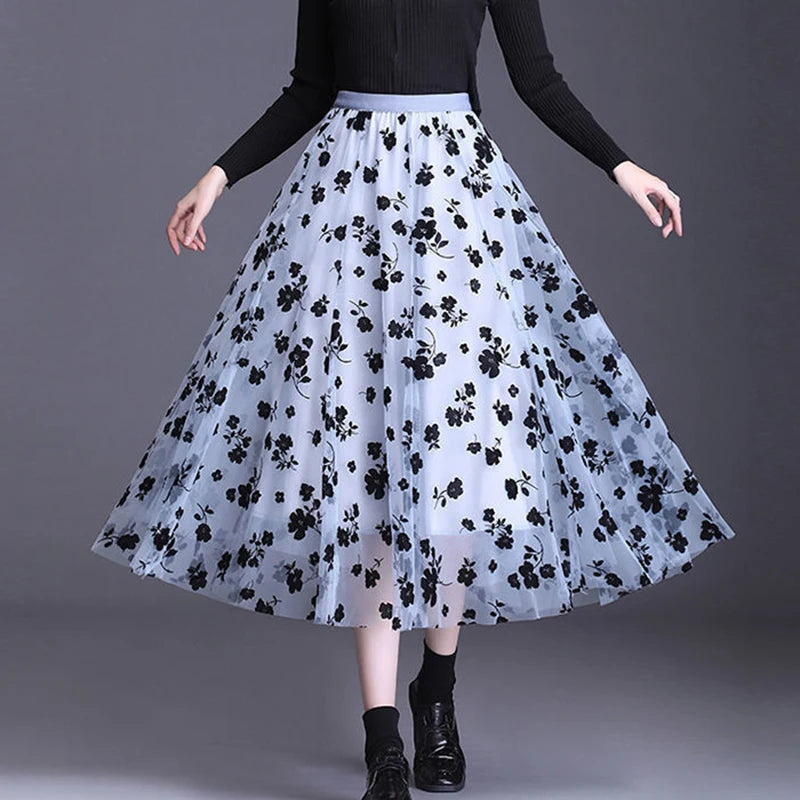 Korean Tulle Floral Skirt