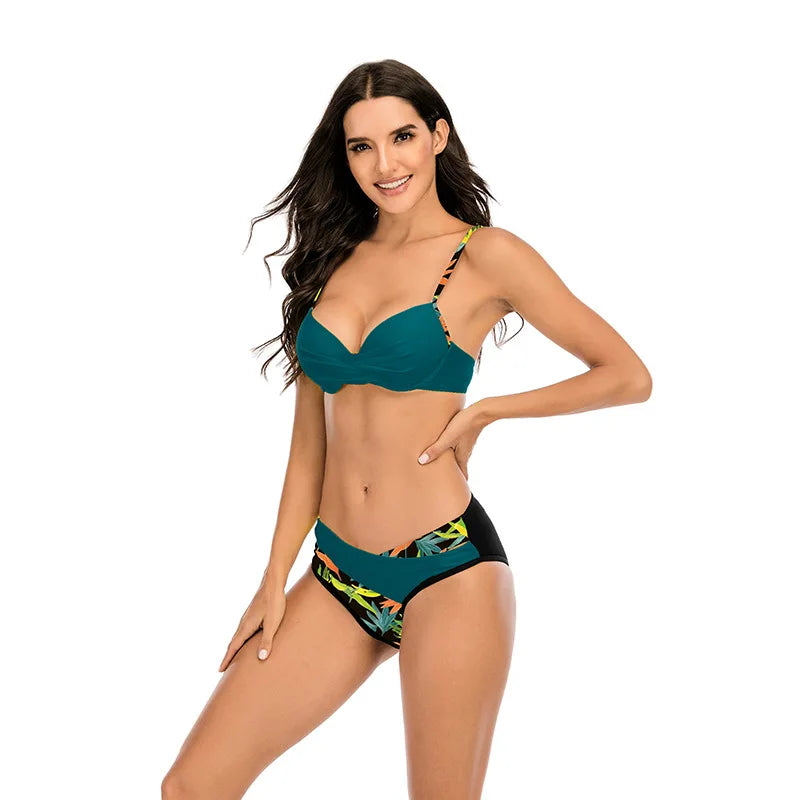 Leaf Print Push-Up Bikini