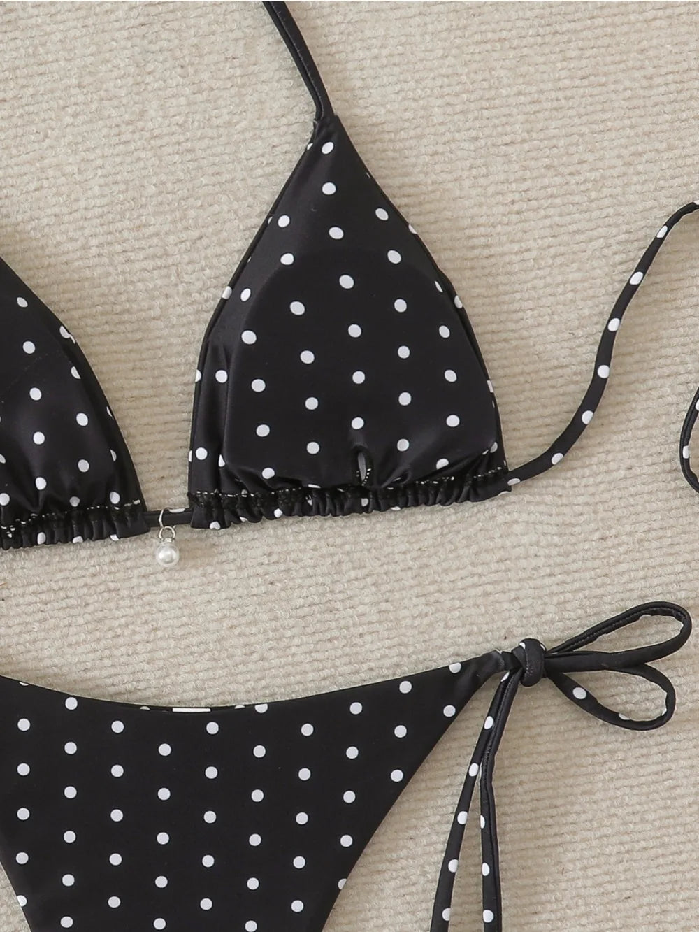 Polka Dot Lace-Up Bikini Set