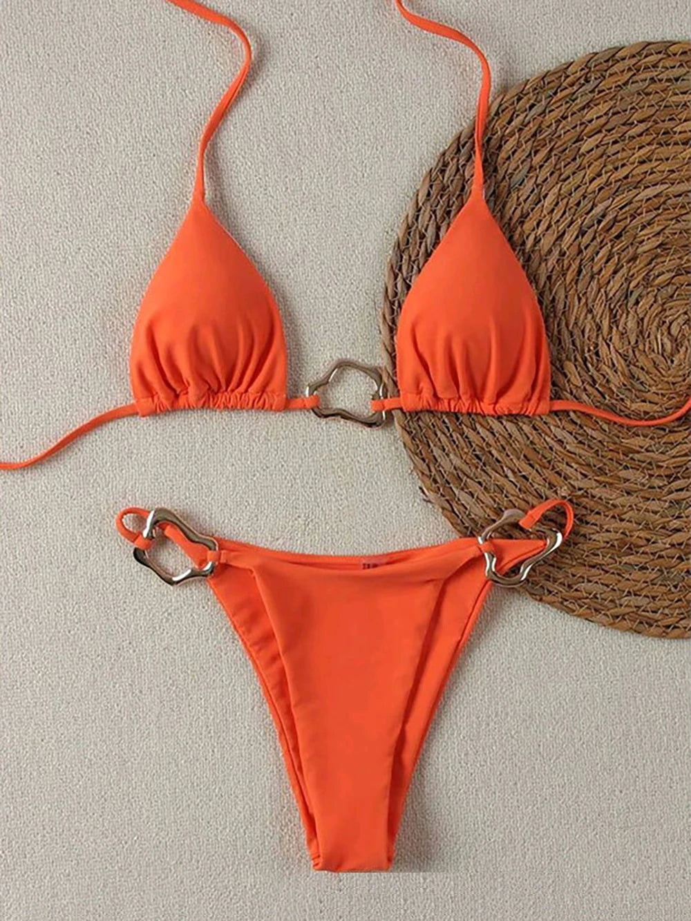 Lace-Up Halter Bikini Set
