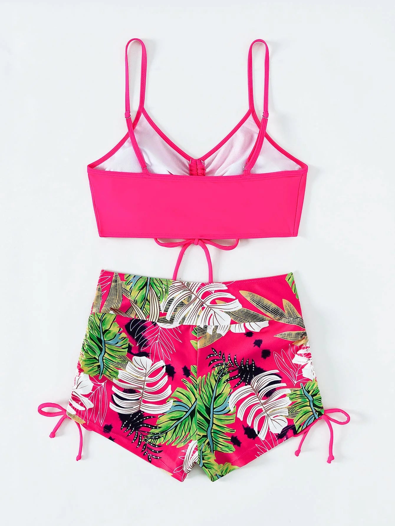 Drawstring High-Waist Bikini Set
