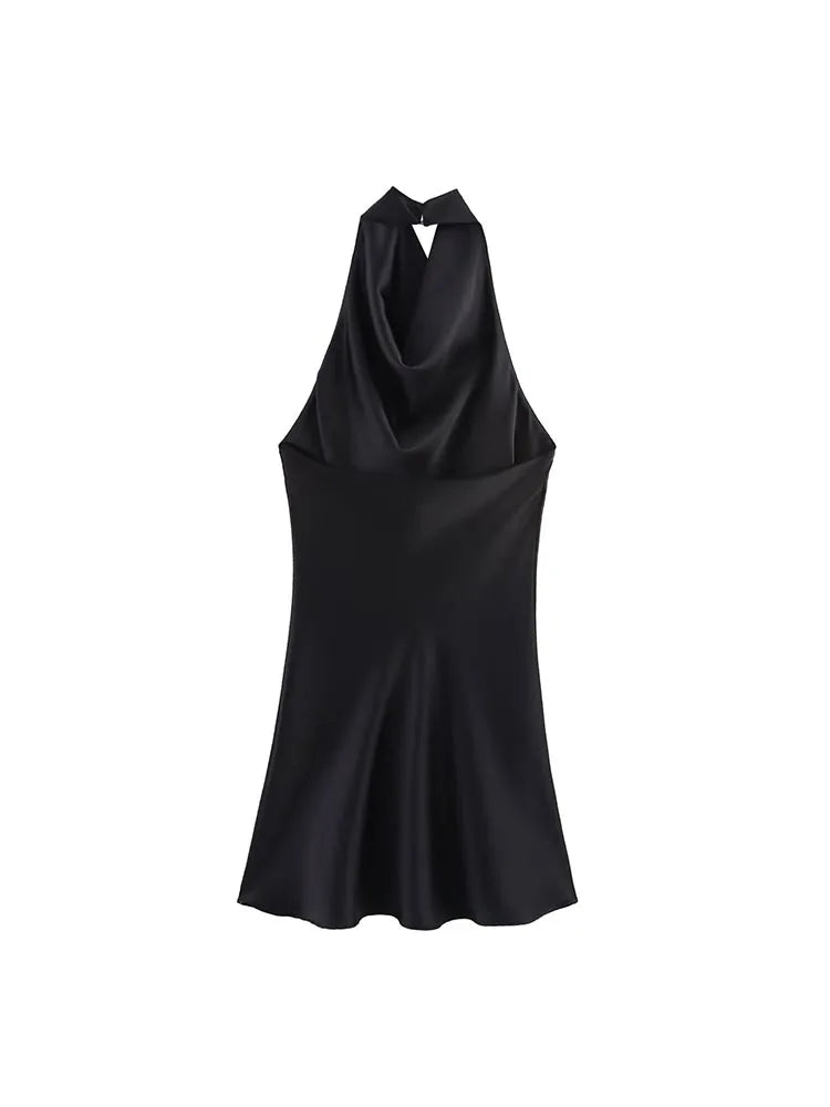 Satin Halter Backless Mini Dress