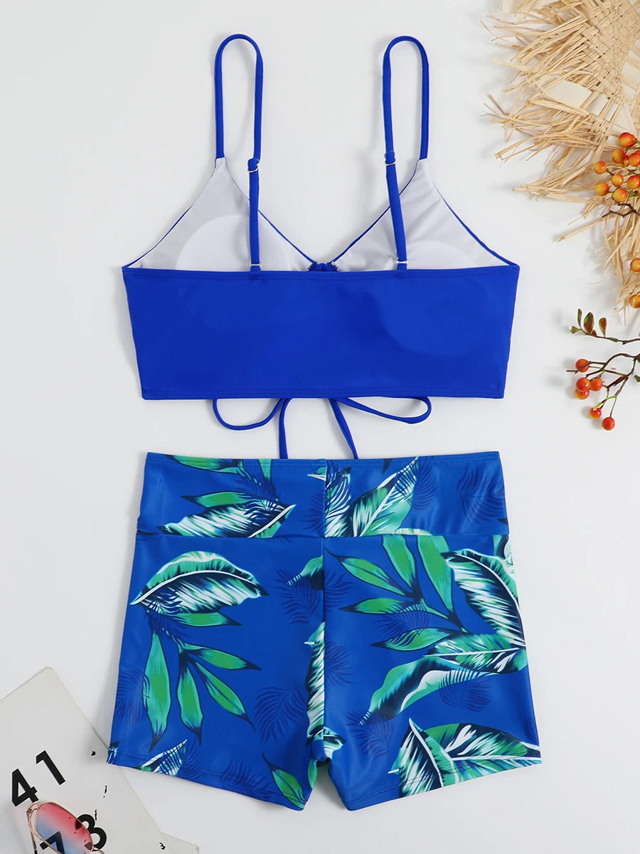 Drawstring High-Waist Bikini Set