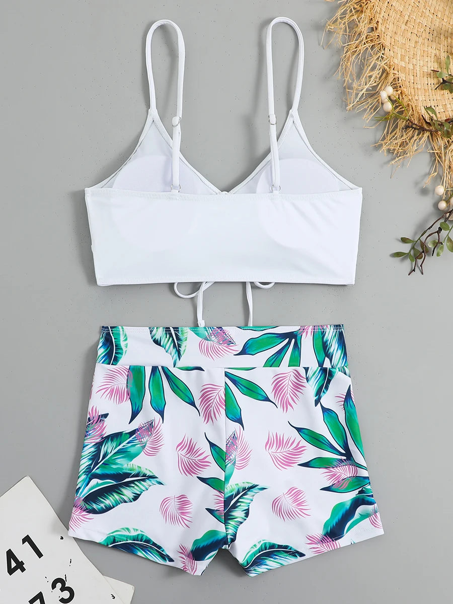 Drawstring High-Waist Bikini Set