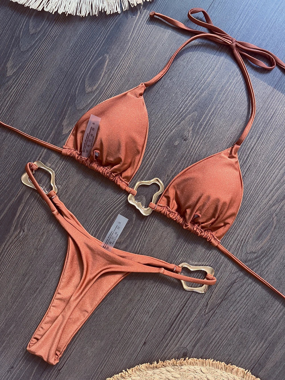 Lace-Up Halter Bikini Set