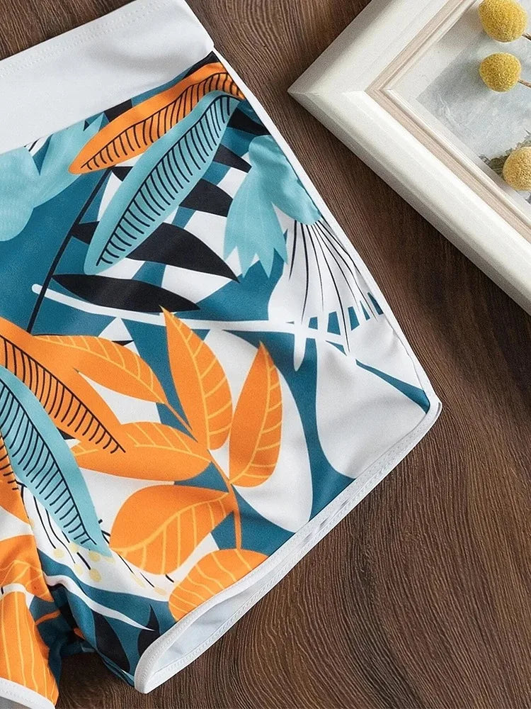 Printed Halter High-Waist Bikini