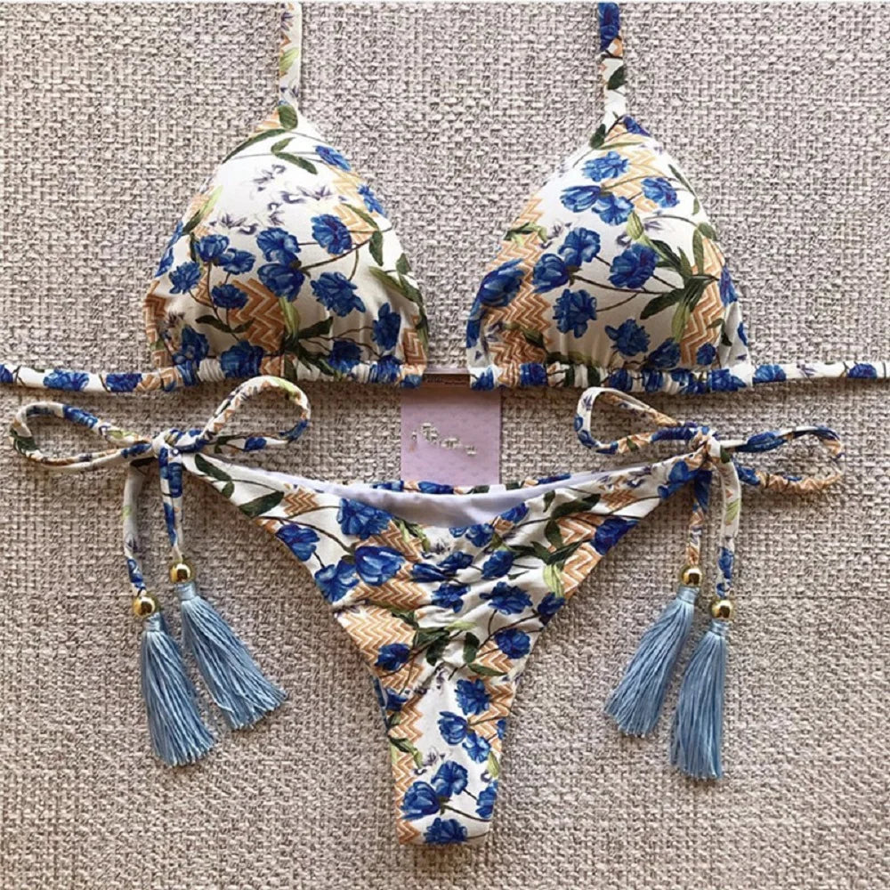 Feather Print Micro Bikini