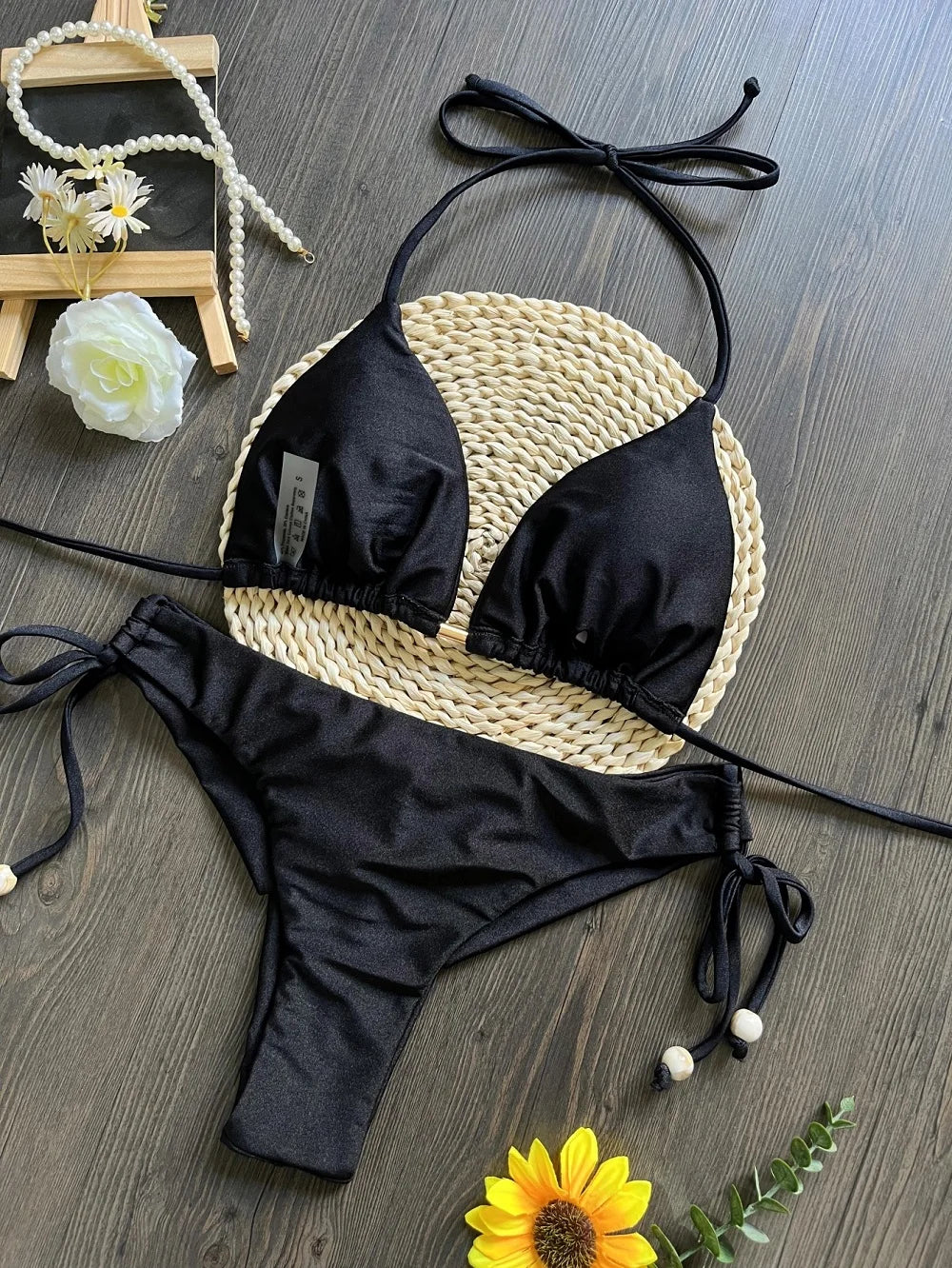 Halter Chain Triangle Bikini Set