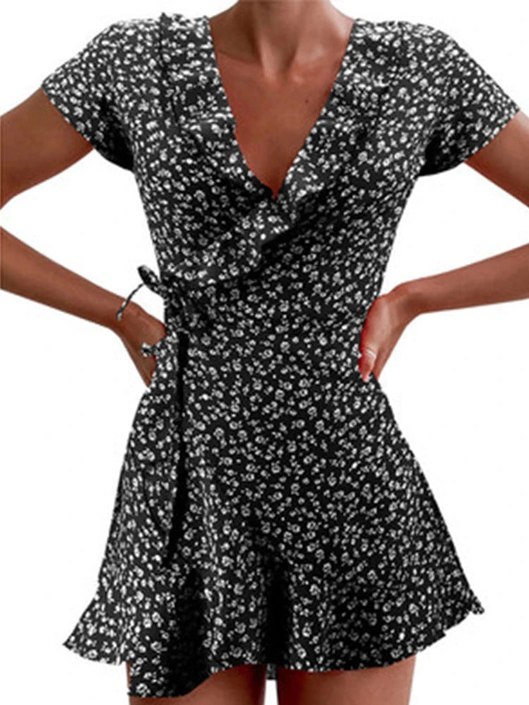 Floral Ruffle A-Line Mini Dress