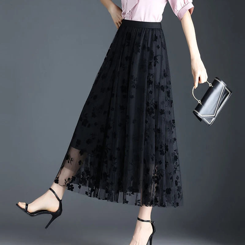Korean Tulle Floral Skirt