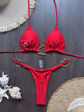 Lace-Up Halter Bikini Set