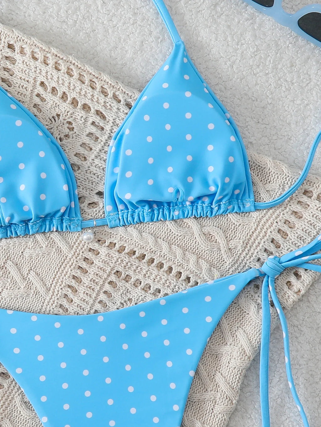 Polka Dot Lace-Up Bikini Set