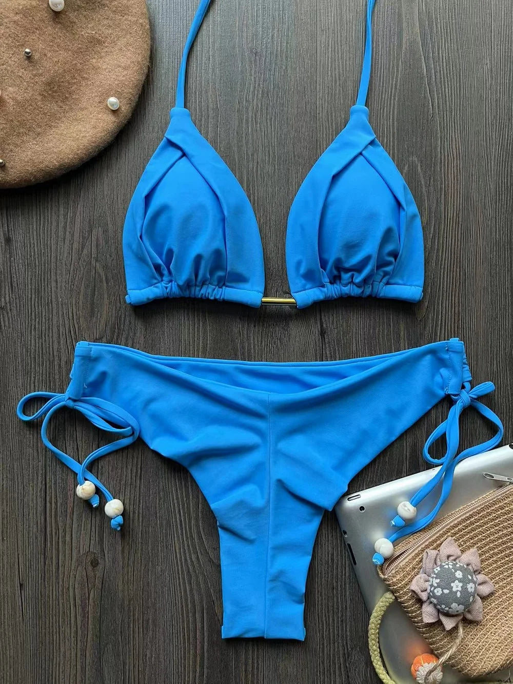 Halter Chain Triangle Bikini Set