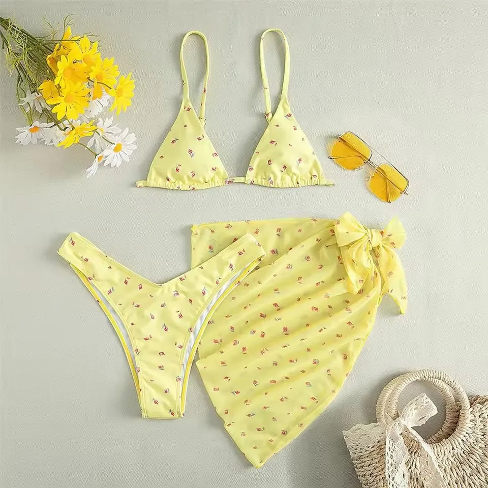 Hollow-Out Push-Up String Bikini Set