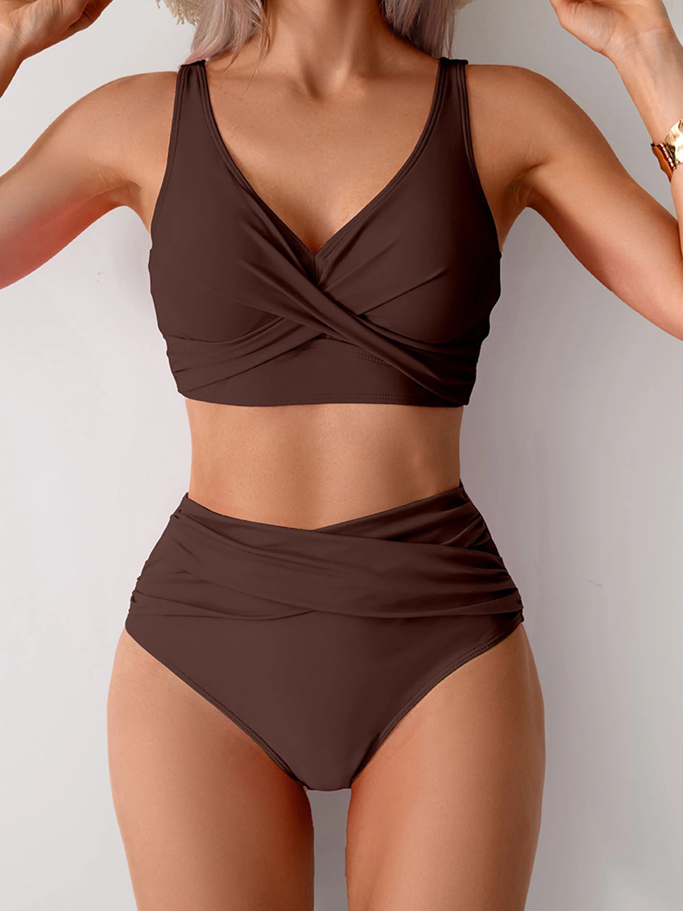 Crossover High-Waist Bikini Set