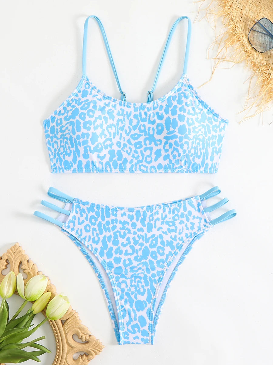 Strappy Leopard Bikini Set